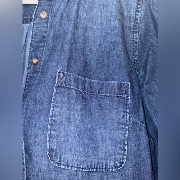 Merona women’s Blue Jean button up shirt with long sleeves and pockets Size M - Picture 5 of 12